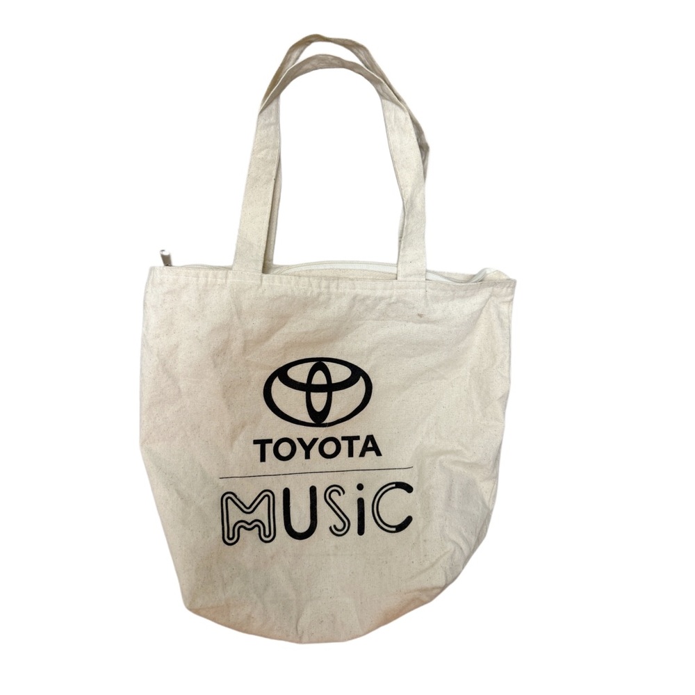 Limited Edition y2k zippered cotton linen Toyota Music Cream Tote Bag